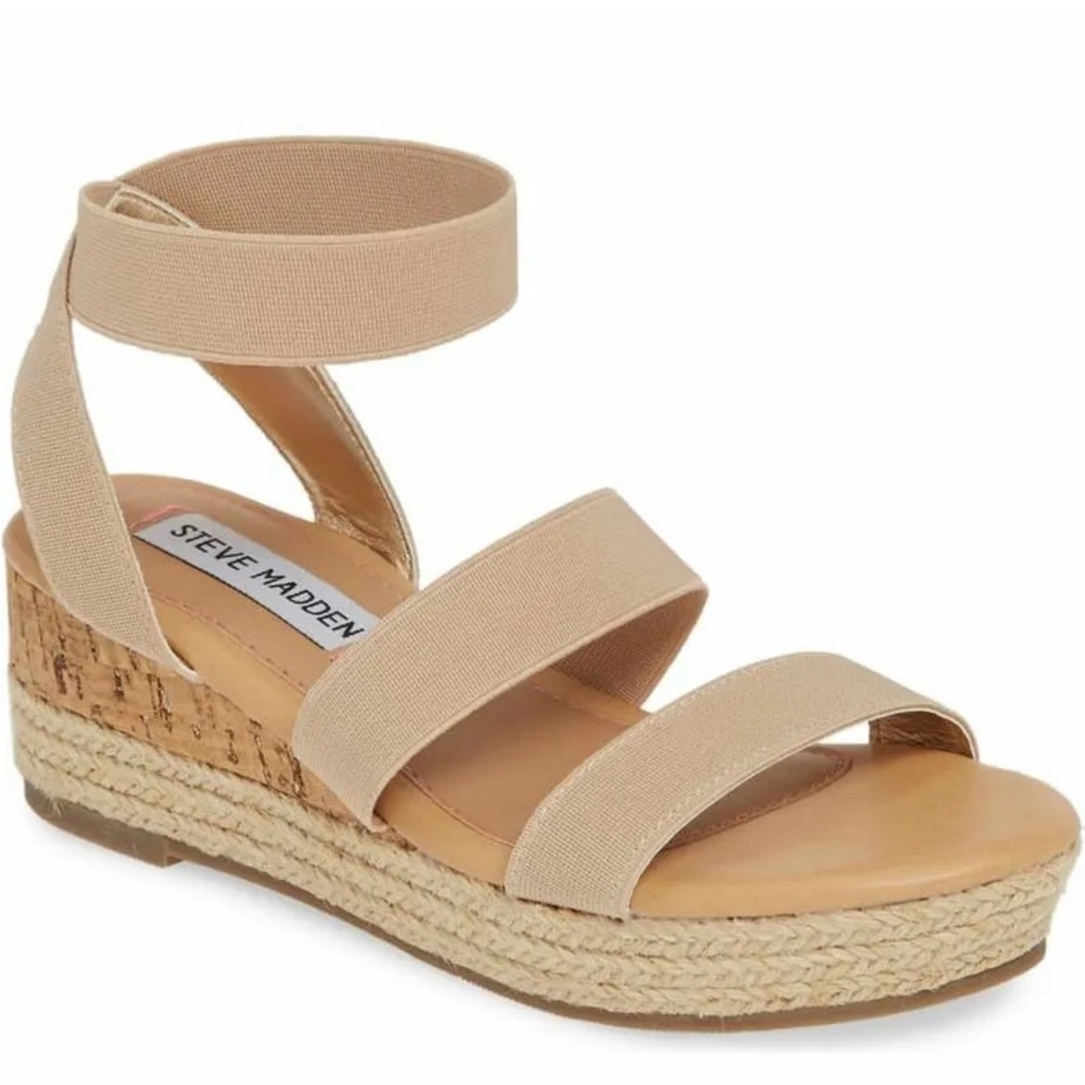 Steve Madden Kids' Jbandi Espadrille Wedge Sandal, J Bandi, Natural Size 1